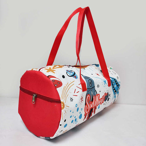 Personalised Space Printed Kids Large Duffle Bag & Box Pouch Combo Gift Set